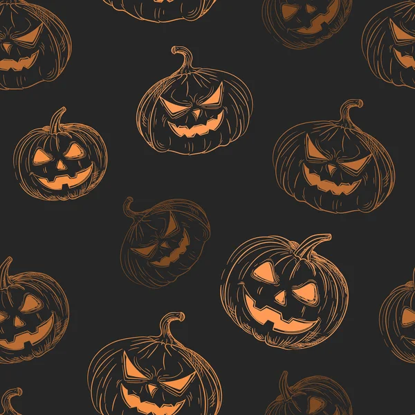 Modello senza cuciture di Halloween con zucche festive — Vettoriale Stock