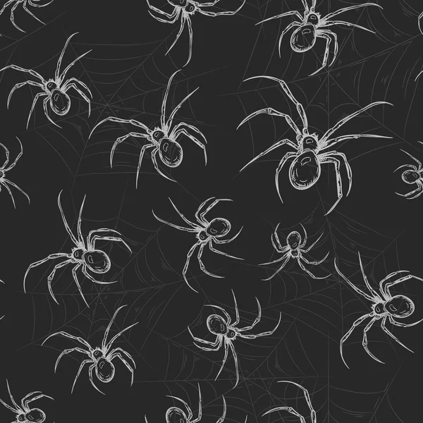 Halloween seamless pattern with filthy spiders — Stock Vector