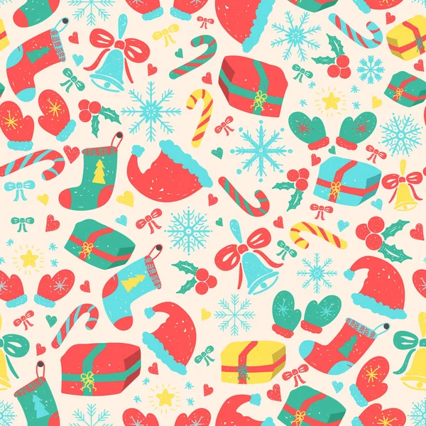 Christmas seamless pattern with holiday elements