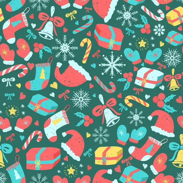 Christmas sömlösa mönster med holiday element — Stock vektor