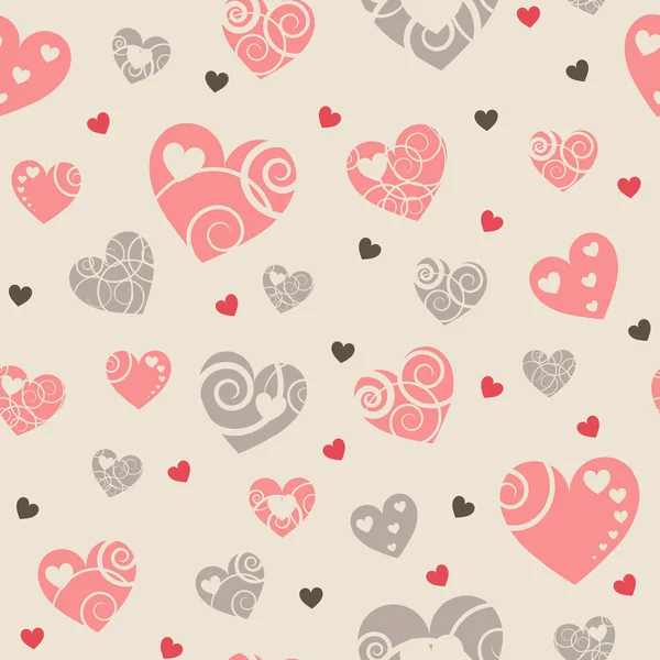 Seamless pattern with hearts a creamy pink color — Stock Vector