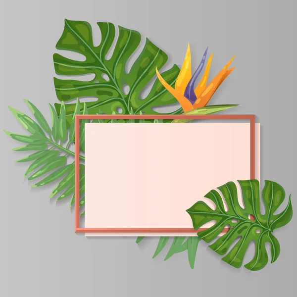 Decorative frame with tropical plants — Stock Vector