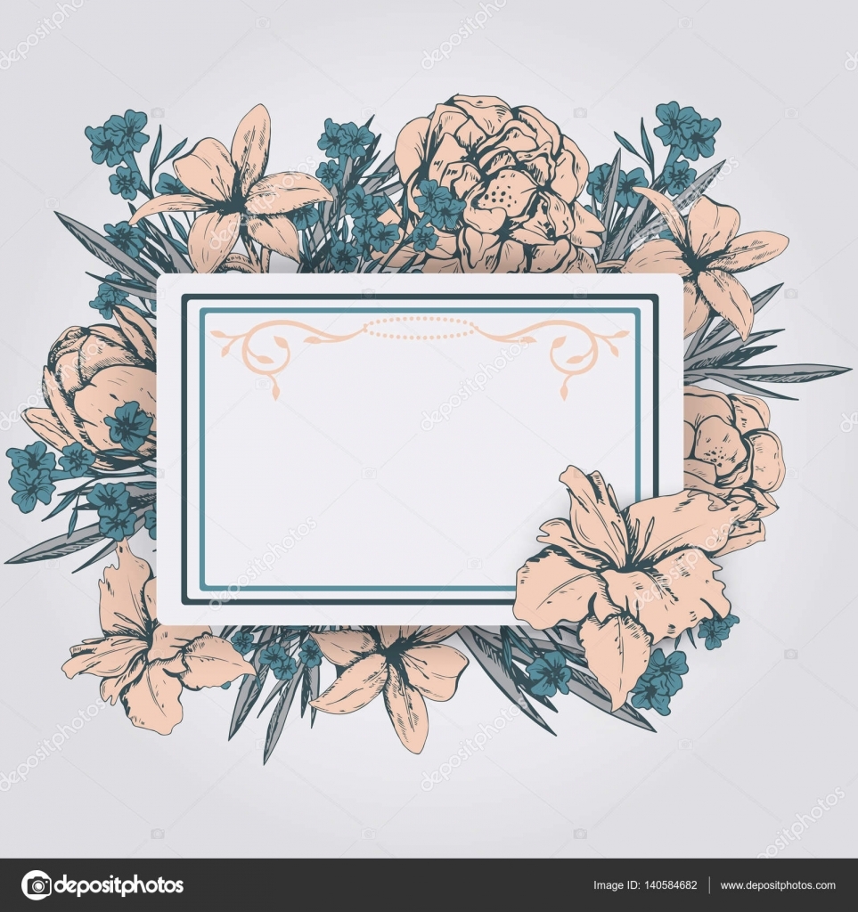 Cartão de convite com modelo de flor. Flor fundo floral. Ilustração  vetorial . Vetor de ©Hmarka 140584682, image size:963x1024