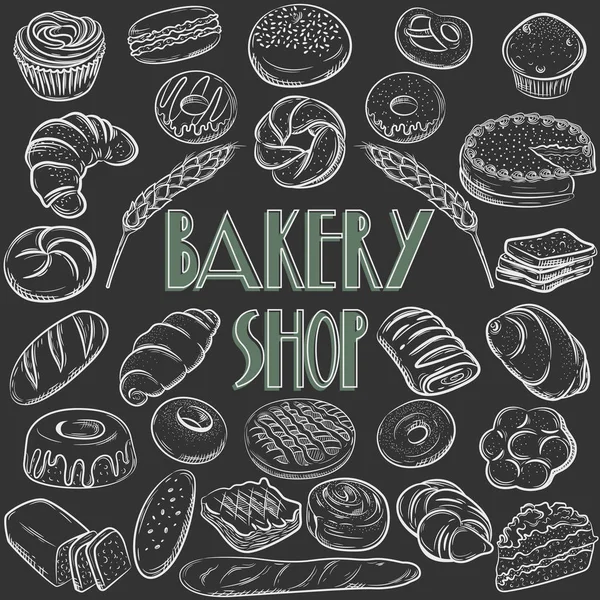 Illustration du jeu de vecteurs de pain. Collection boulangerie. Différents types de cuisson — Image vectorielle