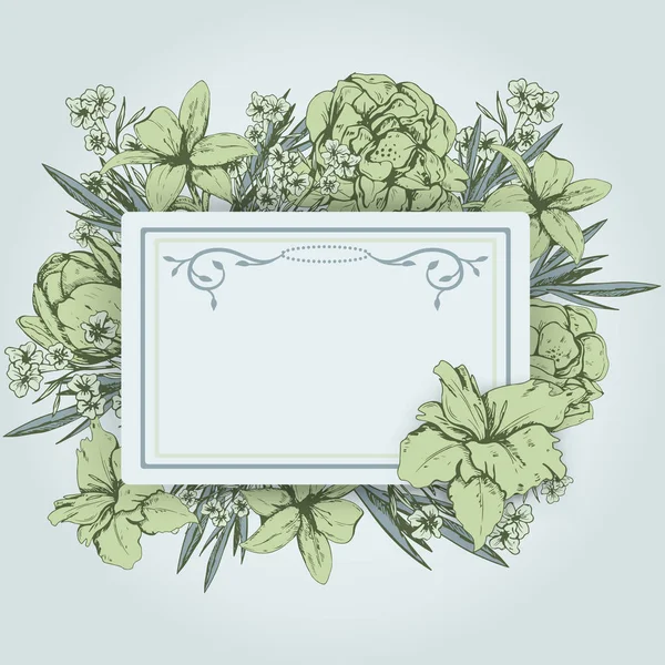 Cartão de convite com modelo de flor. Flor fundo floral. Ilustração vetorial . — Vetor de Stock