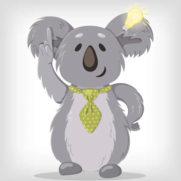 Idea Koala. Lámpara. Un koala inteligente. Ilustración vectorial — Vector de stock