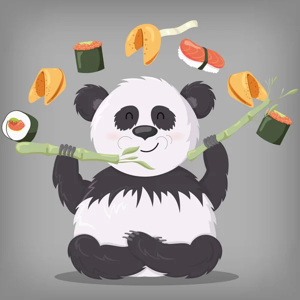 パンダのベクター イラストです 竹を食べるパンダ ストックベクター C Hmarka
