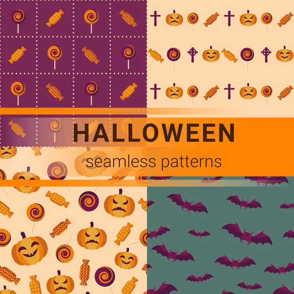 Reihe nahtloser Halloween-Muster — Stockvektor