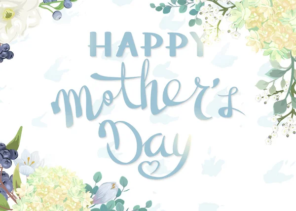 Feliz Dia Mãe Banner Congratulatório Com Flores —  Vetores de Stock