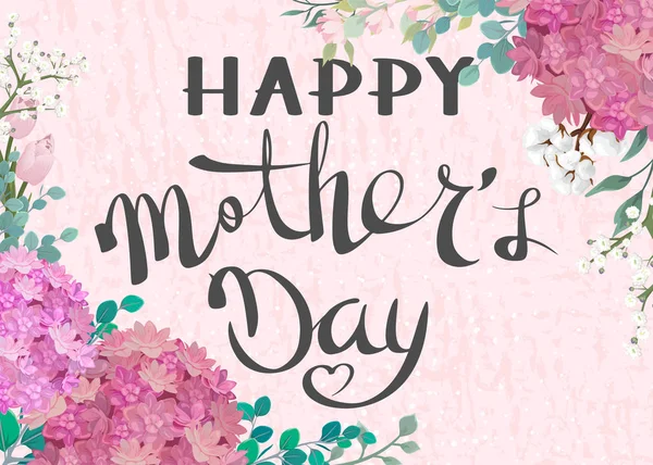 Happy Ημέρα Της Μητέρας Συγχαρητήριο Φόντο Λουλούδια — Διανυσματικό Αρχείο