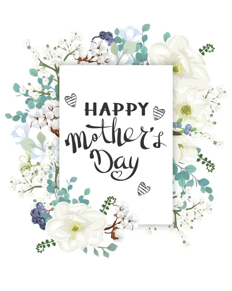 Feliz Dia Mãe Ard Com Buquê Flores Bonitas —  Vetores de Stock