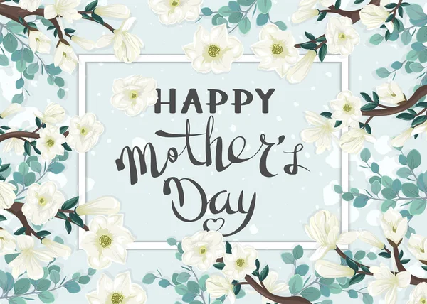 Happy Mother Day Feestelijke Banner Met Bloemen — Stockvector