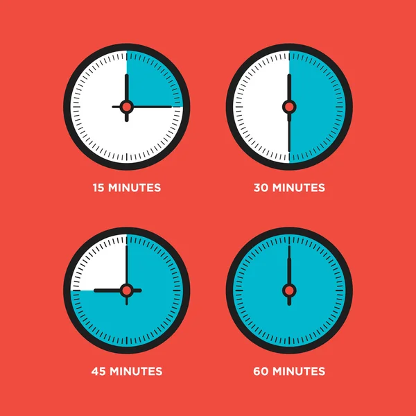 Uhrzeit in einer Stunde flache Designvektorillustration — Stockvektor