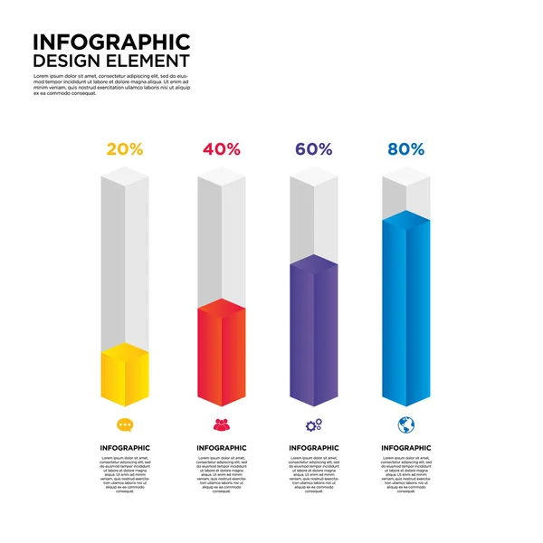 Infografía informe de negocio diseño elemento vector ilustración — Vector de stock