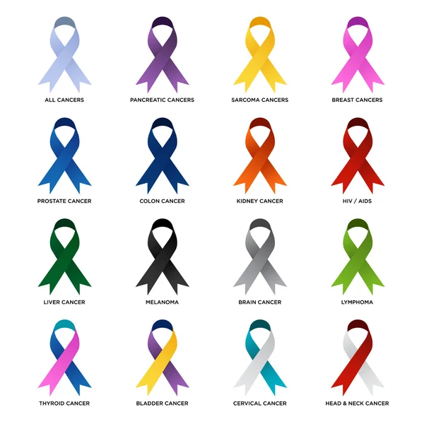 Set of awareness ribbons vector illustration — Stock Vector
