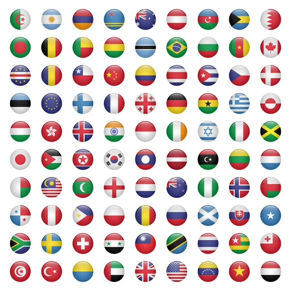 Conjunto de ícones de bandeira de círculo ilustração vetorial — Vetor de Stock