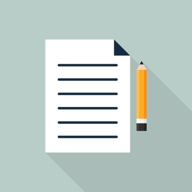 Kağıt ve kalem simgesi düz tasarım