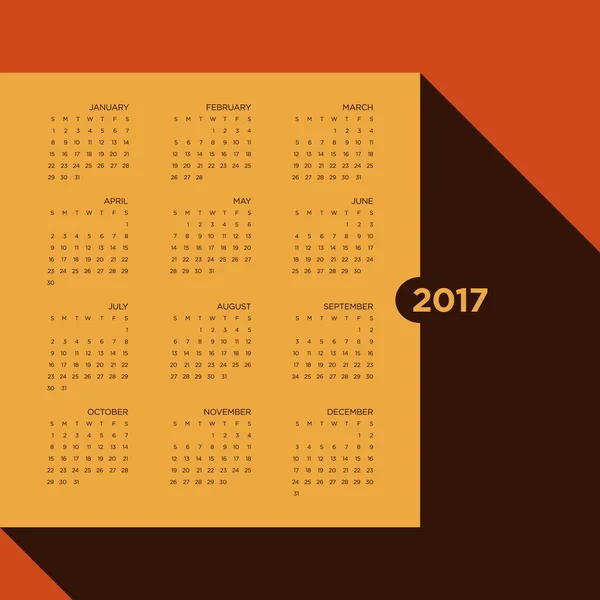 Calendario 2017 para un año estilo vintage — Vector de stock