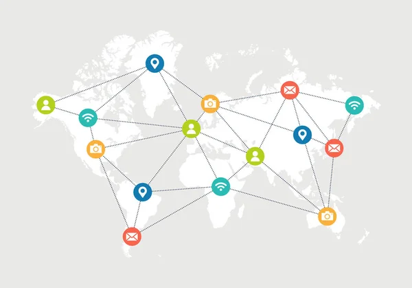 Comunicación global, concepto de red de conexión — Archivo Imágenes Vectoriales