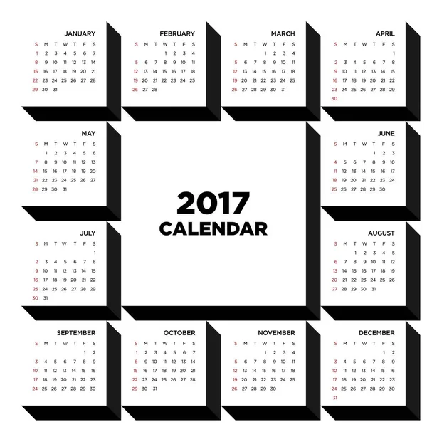 Calendario 2017 diseño plano por un año — Archivo Imágenes Vectoriales