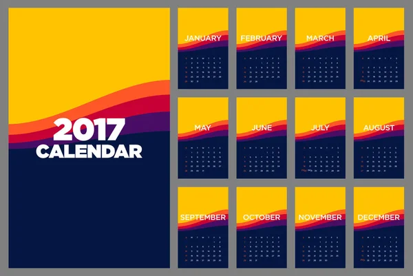 Calendario 2017 diseño plano por un año — Archivo Imágenes Vectoriales