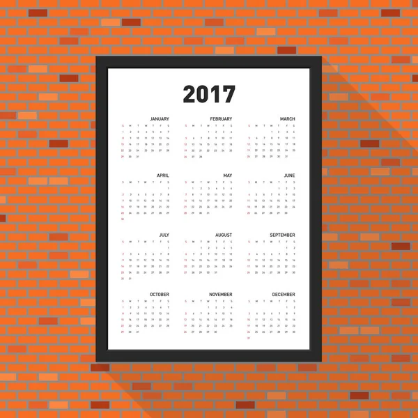Calendario 2017 por un año — Vector de stock