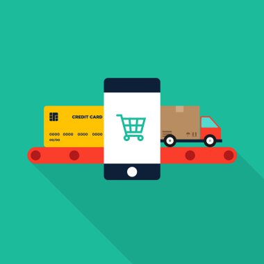 Mobil Pazarlama, e-ticaret ve alışveriş online, iş kavramı