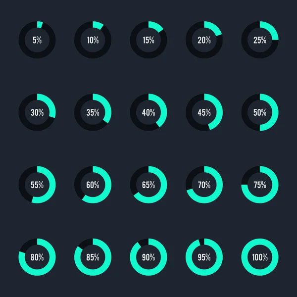 Ícone moderno da barra de progresso do círculo conjunto de ícones ilustração vetorial — Vetor de Stock