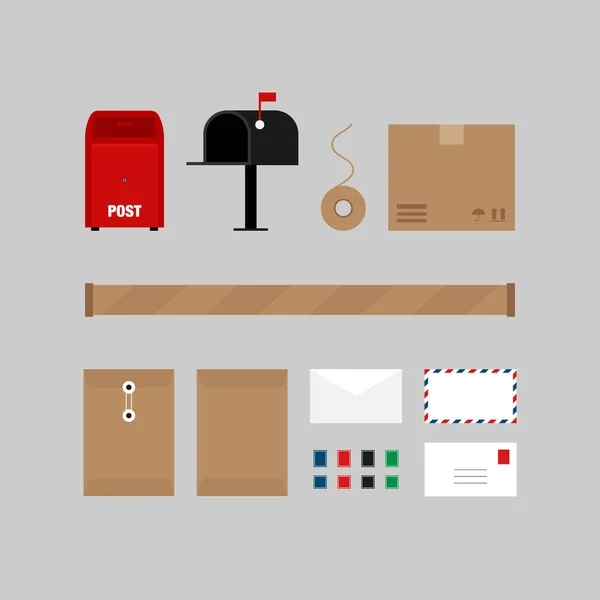 Elementos de diseño del servicio de comunicación postal — Vector de stock