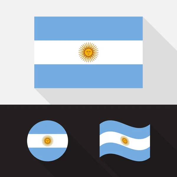 아르헨티나 국기 평면 디자인 벡터 일러스트 레이 션의 설정 — 스톡 벡터