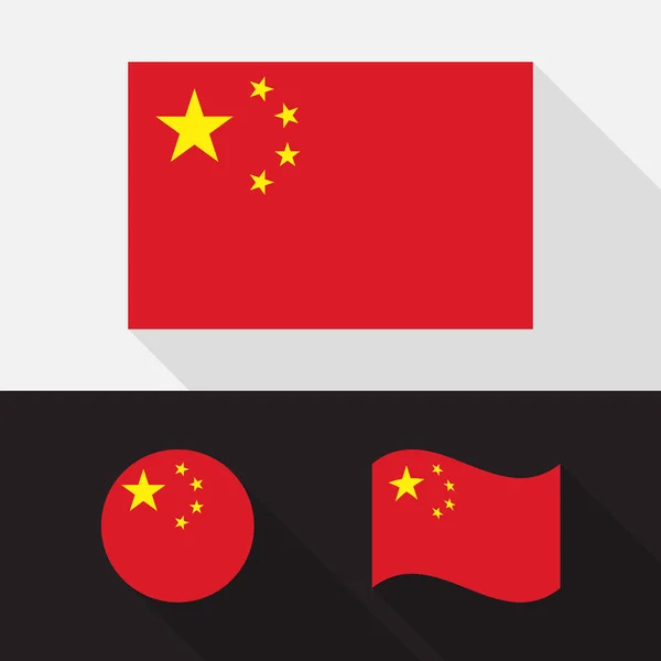 Conjunto de China bandeira desenho plano vetor ilustração — Vetor de Stock