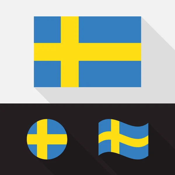 Satz schwedische Flagge flaches Design Vektor Illustration — Stockvektor