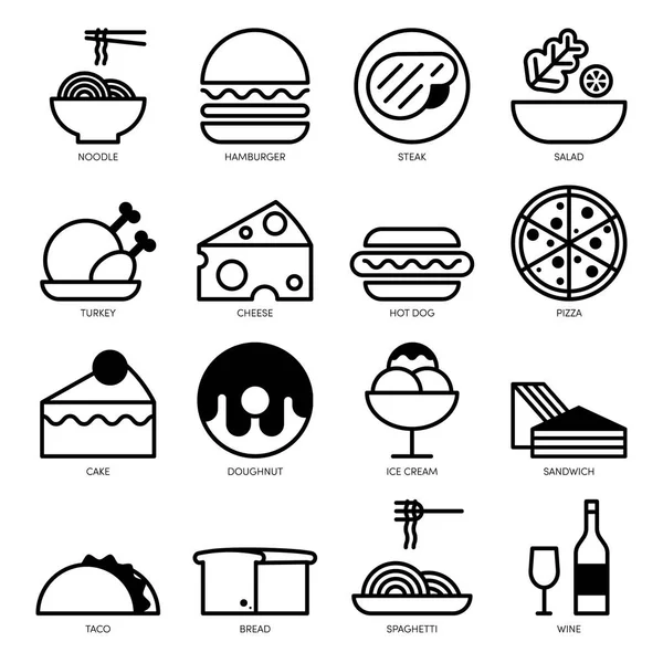 Conjunto de iconos de línea de alimentos aislados sobre fondo blanco — Vector de stock