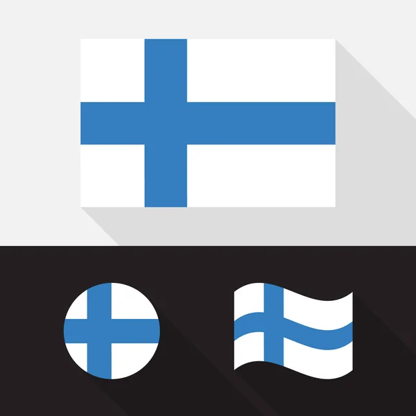 Set de bandera de Finlandia diseño plano vector ilustración — Vector de stock