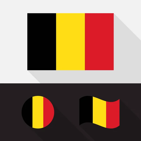 Satz von belgischer Flagge flaches Design Vektor Illustration — Stockvektor