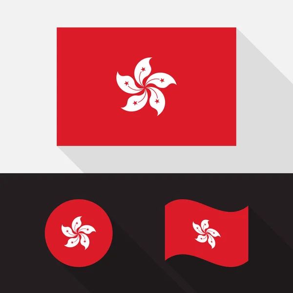 Conjunto de Hong Kong bandeira desenho plano vetor ilustração —  Vetores de Stock