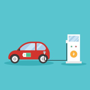 Çevre dostu elektrikli otomobil yeşil enerji kavramı şarj