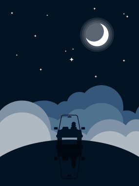 Gece manzara düz tasarım arka plan