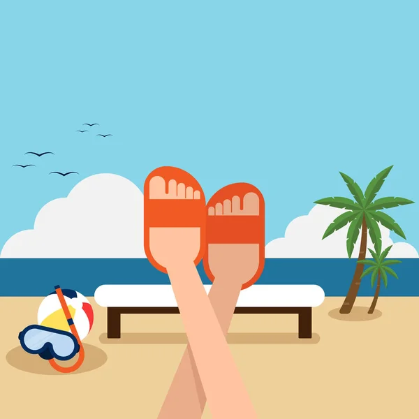 Joyeuses vacances sur la plage design plat — Image vectorielle