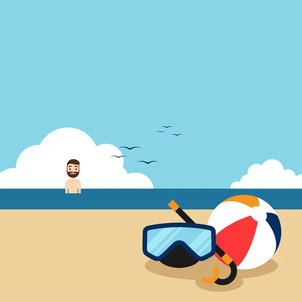 Καλές διακοπές στην παραλία επίπεδος σχεδιασμός έννοια — Διανυσματικό Αρχείο
