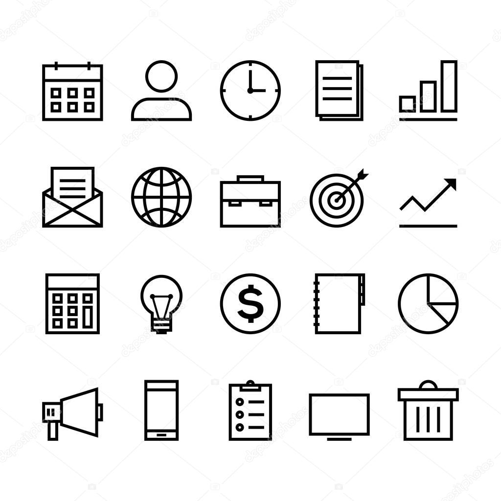Business outline icon set