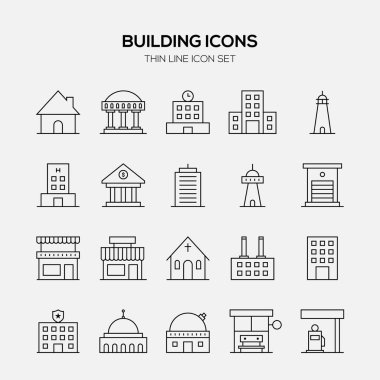 Anahat stili yapı ve Emlak Icon set