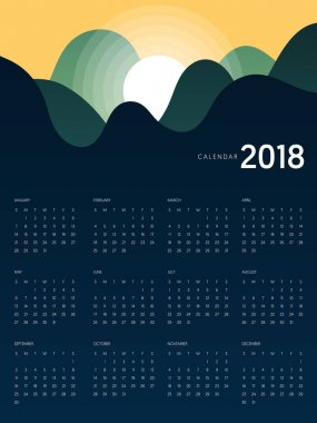 2018 takvim modern tasarım şablonu bir yıl için