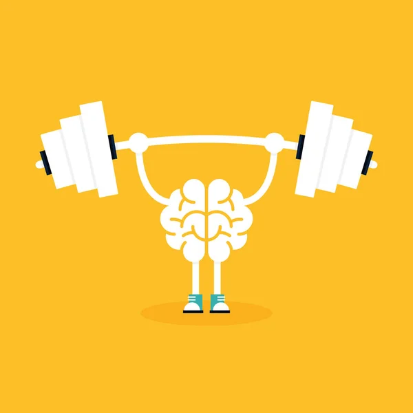 Brain training with weightlifting flat design. Creative idea concept — Stock Vector