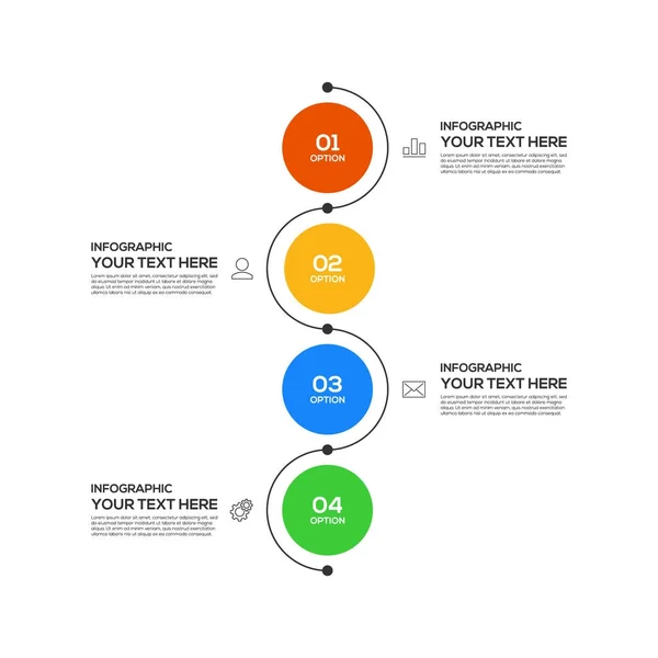 Design de layout de modelo de negócio infográfico com 4 opções — Vetor de Stock