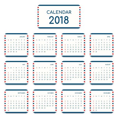 2018 takvim modern düz tasarım şablonu bir yıl için