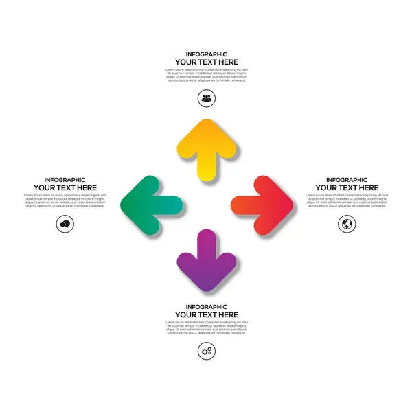 Design de layout de modelo de negócio infográfico com 4 opções — Vetor de Stock