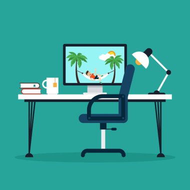 Mutlu tatil plaj düz tasarım