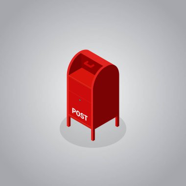 Kırmızı postbox izometrik düz tasarım