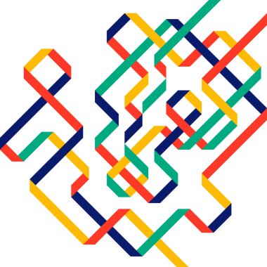 Renkli geometrik izometrik hat sanat arka plan